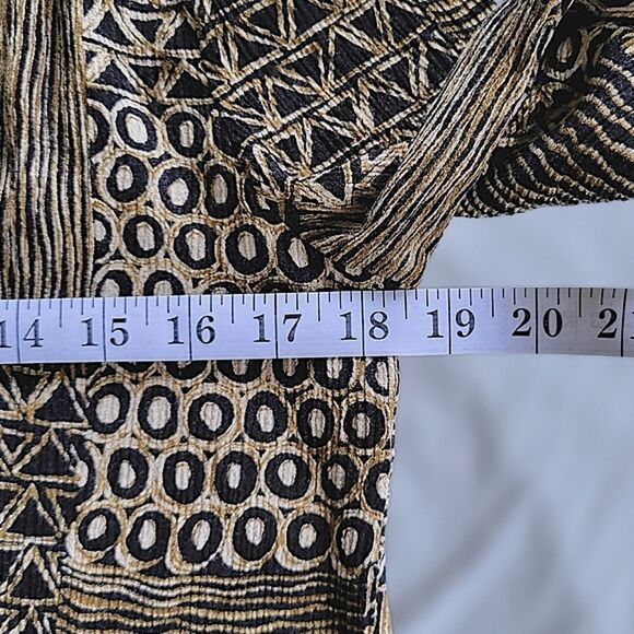 Vtg crêpe abstract print open front long sleeve blouse - Picture 11 of 13